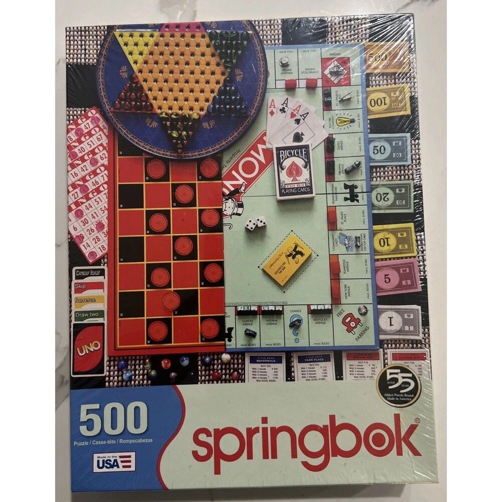Springbok 500 Piece Puzzle Board Games Monopoly Checkers New Sealed
